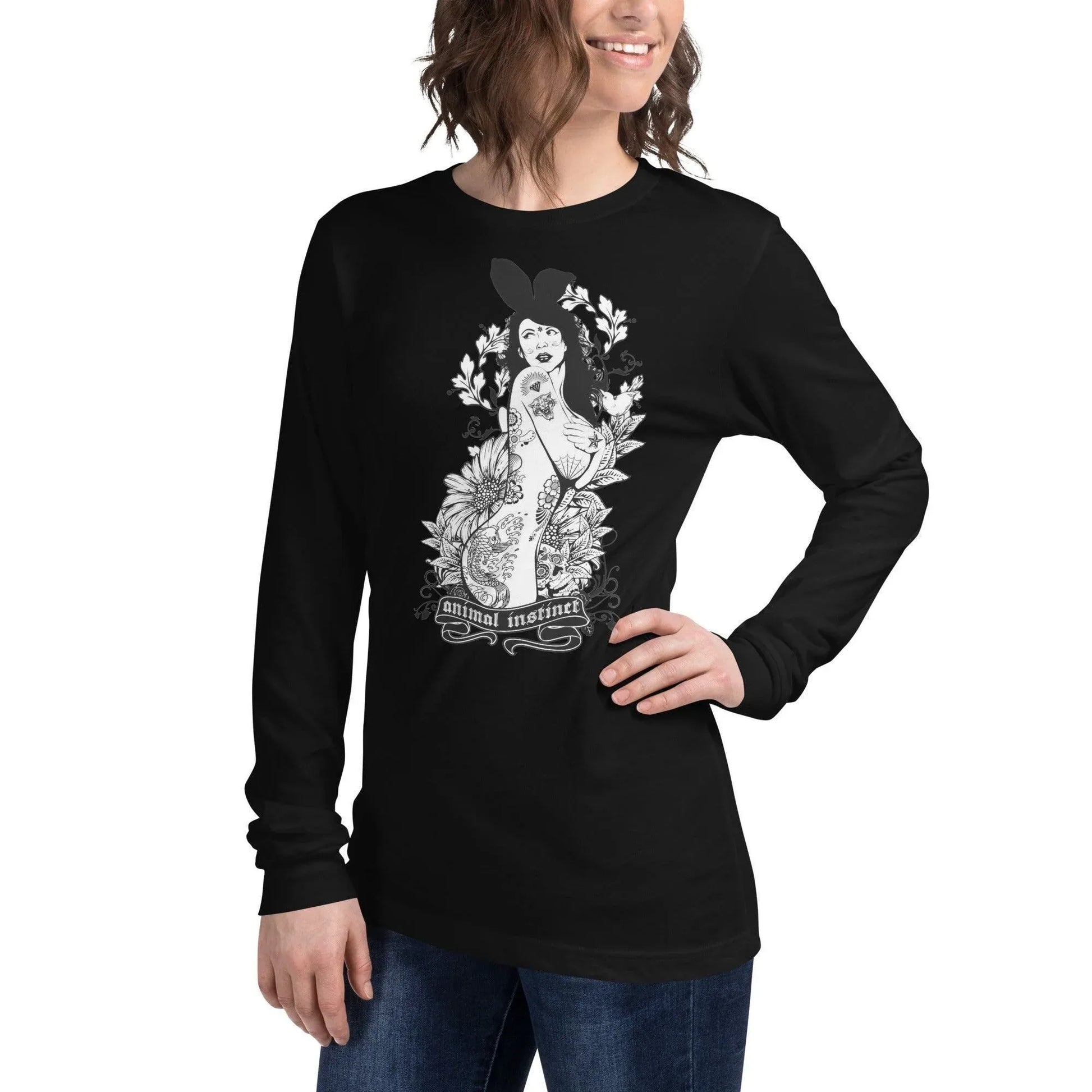 Langärmeliges Animal Instinct T-Shirt Langarmshirt JLR Design