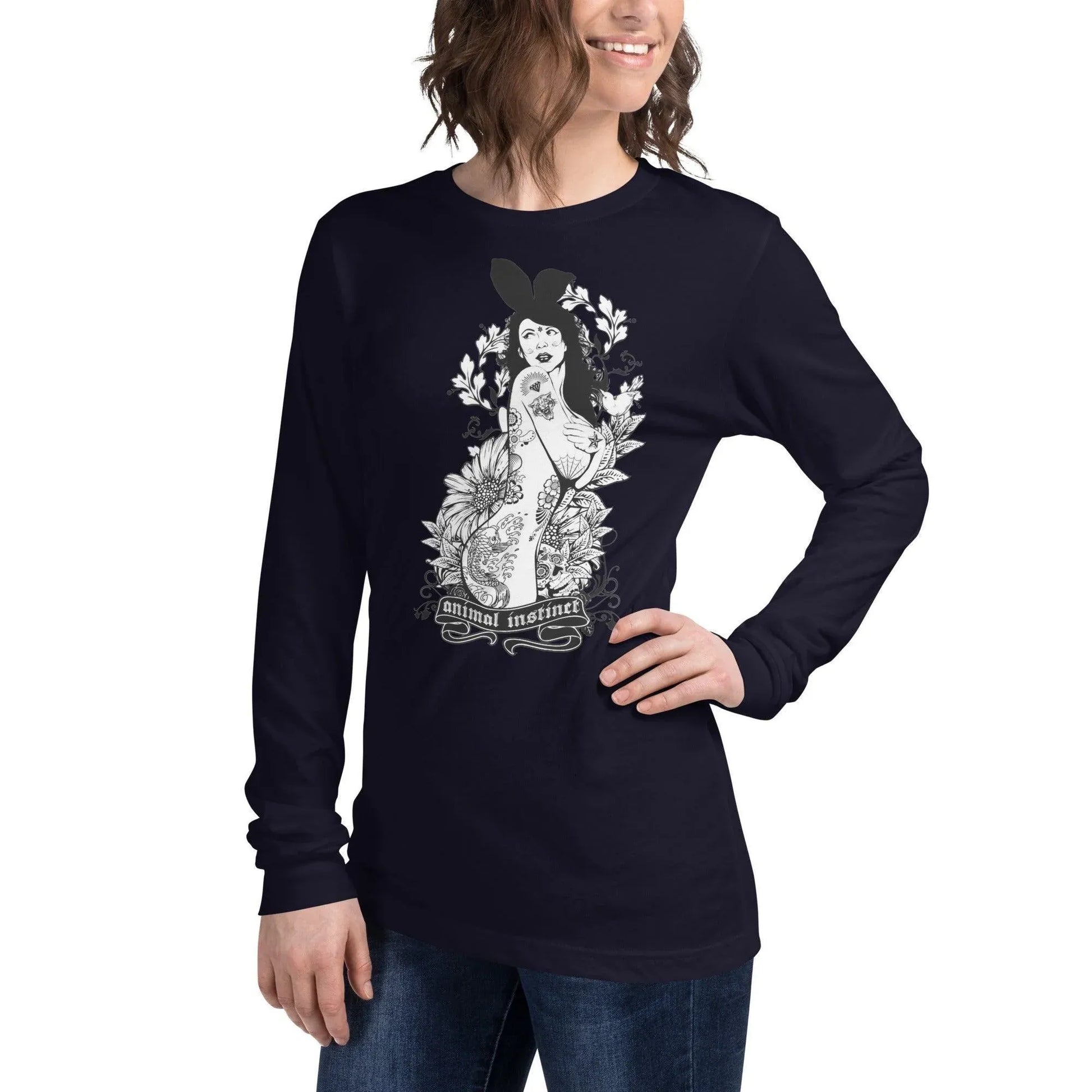 Langärmeliges Animal Instinct T-Shirt Langarmshirt JLR Design