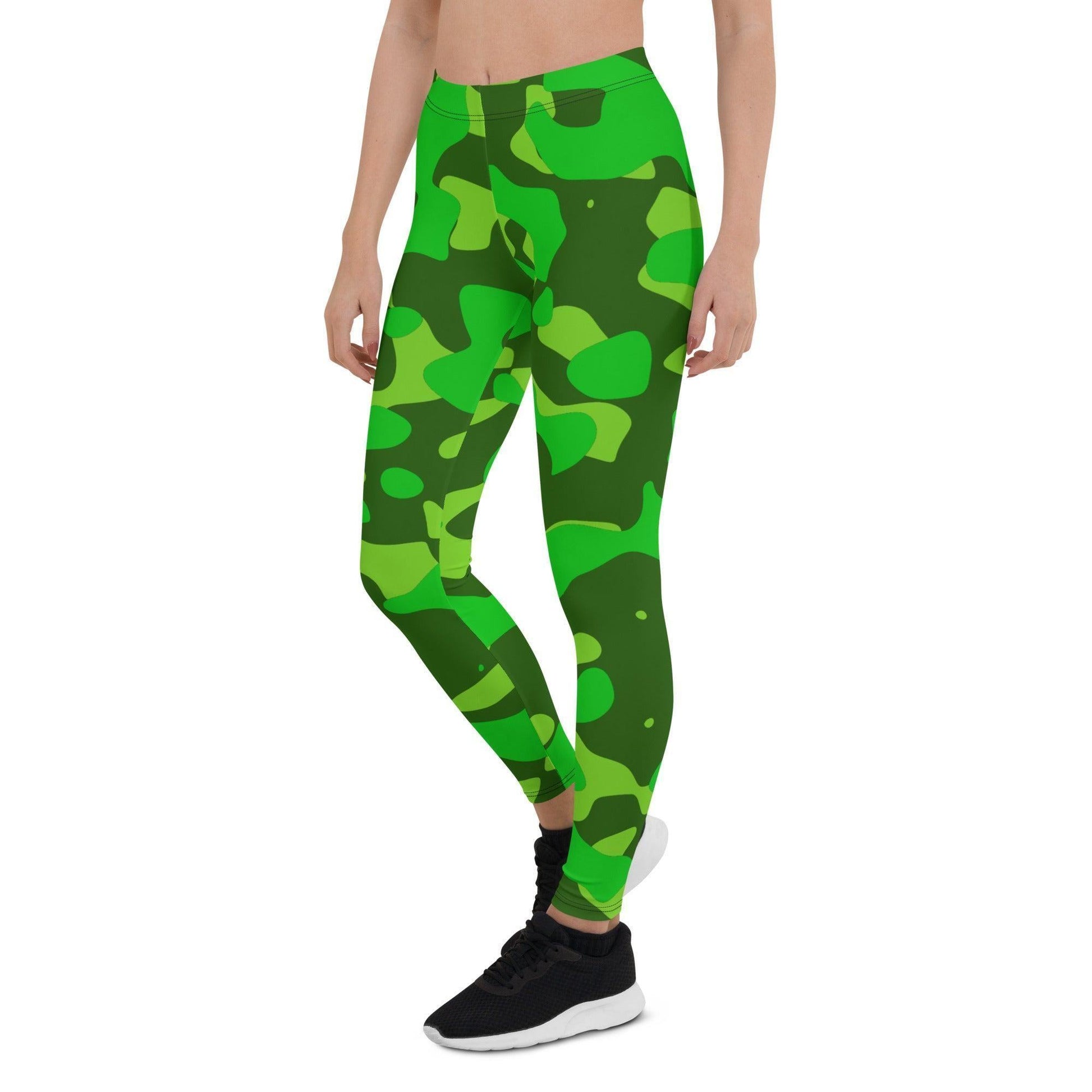 Lime Green Camouflage Damen Leggings -- Lime Green Camouflage Damen Leggings - undefined Leggings | JLR Design