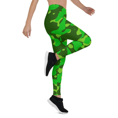 Lime Green Camouflage Damen Leggings -- Lime Green Camouflage Damen Leggings - undefined Leggings | JLR Design