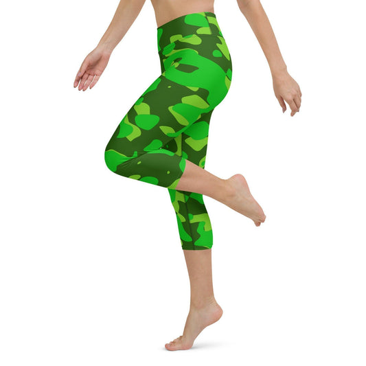 Lime Green Camouflage Damen Yoga Capri Leggings Yoga Capri Leggings JLR Design