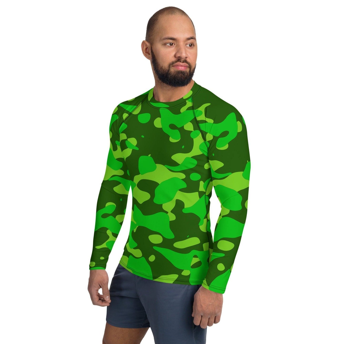 Lime Green Camouflage Herren Rash Guard Rash Guard 59.99 4-Wege, Atmungsaktiv, bequem, Camo, Camouflage, Design, Elastan, Fashion, Flachnaht, Green, grün, Guard, Hautschutz, Kompression, Langarmshirt, Lime, Mode, Männermode, Neon, Outdoor, Pattern, Polyester, Rash, Sand, Schwimmen, Sonnenschutz, Sportbekleidung, Strandmode, Stretchstoff, Style, Surfen, Tarnmuster, trocknend, Wassersport, Wind JLR Design