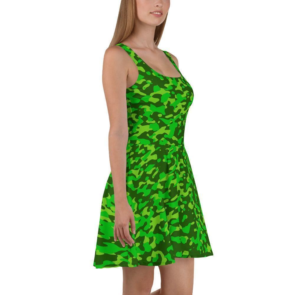 Lime Green Camouflage Skater Kleid Skater Kleid 61.99 ausgestellt, ausgestellter, camo, camouflage, Dame, Damen, Elastan, Frau, Frauen, Freizeit, Glatter, green, grün, Kleid, lime, Mitte, mittellanger, Muster, Nähte, Overlock, Pattern, Polyester, Rock, Saum, schmeichelhaft, Skater, Sport, Stoff, trendy, Weiblich, wühlfühlend, Überdeck JLR Design