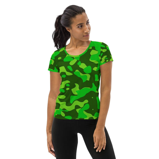 Lime Green Camouflage Sport T-Shirt für Damen -- Lime Green Camouflage Sport T-Shirt für Damen - XS Sport T-Shirt | JLR Design