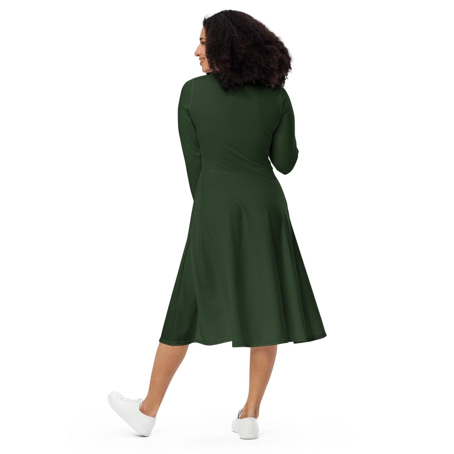 Myrte langärmliges Midikleid Midikleid 61.99 Boot-Ausschnitt, Damen, einfarbig, Elastan, eng anliegend, Frauen, green, grün, Jersey, myrte, OEKOTEX100, Polyester, Premium, Seitentaschen, Strickstoff, Taille, Unterteil JLR Design