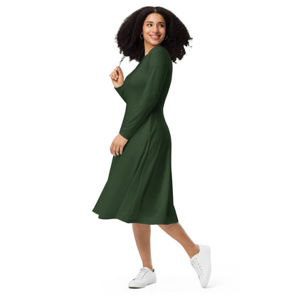 Myrte langärmliges Midikleid Midikleid 61.99 Boot-Ausschnitt, Damen, einfarbig, Elastan, eng anliegend, Frauen, green, grün, Jersey, myrte, OEKOTEX100, Polyester, Premium, Seitentaschen, Strickstoff, Taille, Unterteil JLR Design