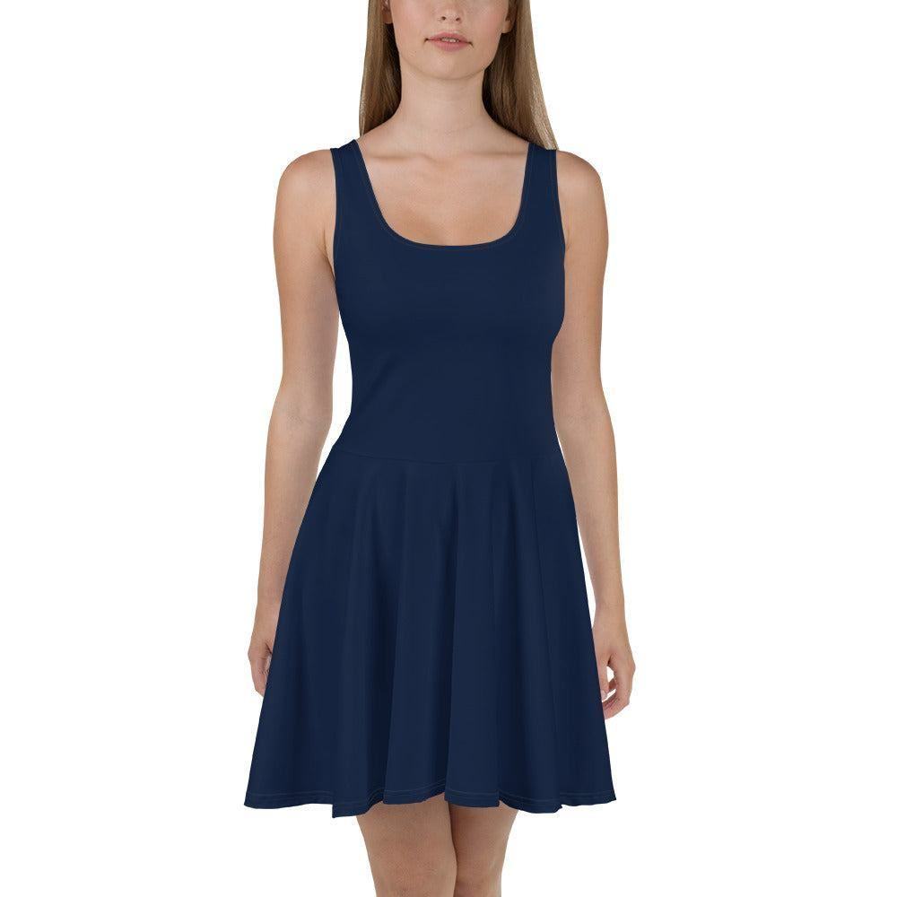 Navy Skater Kleid Skater Kleid 56.99 ausgestellt, ausgestellter, blau, blue, Dame, Damen, einfarbig, Elastan, Frau, Frauen, Freizeit, Glatter, Kleid, Mitte, mittellanger, Muster, Navy, Nähte, Overlock, Pattern, Polyester, Rock, Saum, schmeichelhaft, Skater, Sport, Stoff, trendy, Weiblich, wühlfühlend, Überdeck JLR Design