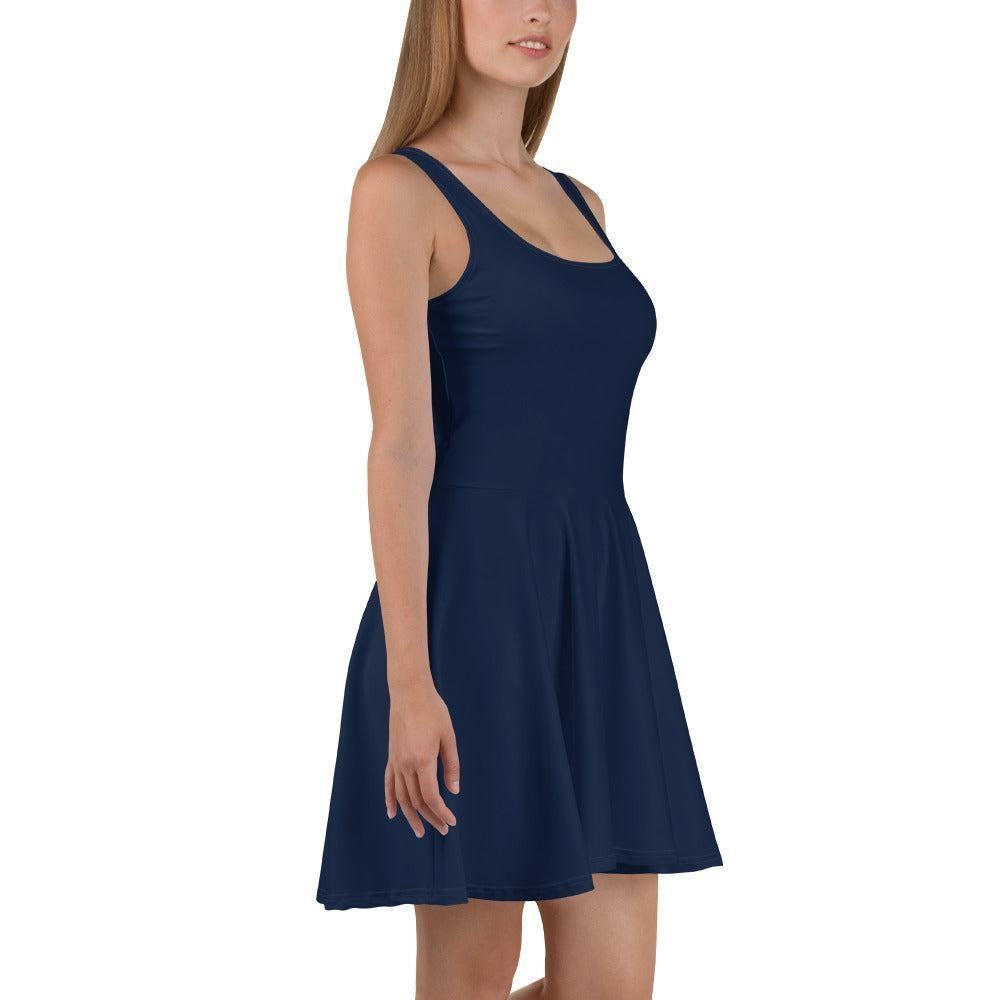 Navy Skater Kleid Skater Kleid 56.99 ausgestellt, ausgestellter, blau, blue, Dame, Damen, einfarbig, Elastan, Frau, Frauen, Freizeit, Glatter, Kleid, Mitte, mittellanger, Muster, Navy, Nähte, Overlock, Pattern, Polyester, Rock, Saum, schmeichelhaft, Skater, Sport, Stoff, trendy, Weiblich, wühlfühlend, Überdeck JLR Design