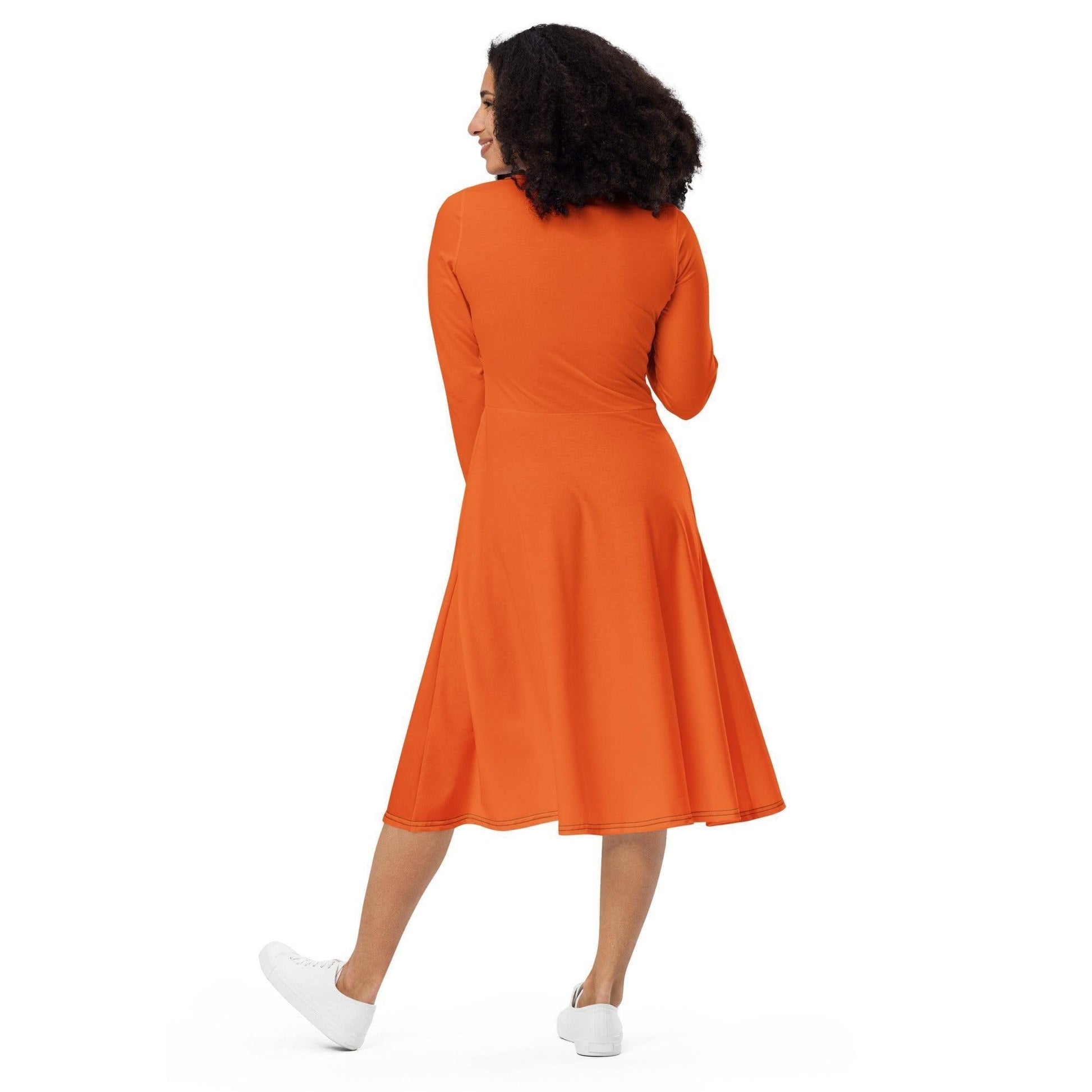 Oranges langärmliges Midikleid Midikleid JLR Design
