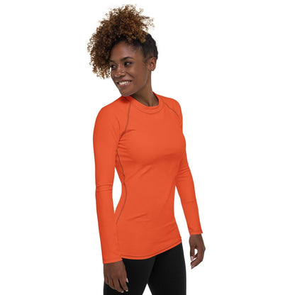 Outrageous Orange Damen Rash Guard Rash Guard 54.99 4-Wege, Atmungsaktiv, Badebekleidung, bequem, einfarbig, Elastan, Feminin, Flachnaht, Guard, Hautschutz, Kompression, Langarm, Langarmshirt, Männermode, Orange, Outdoor, Outrageous, Polyester, Rash, Sand, Schwimmen, Sonnenschutz, Sportbekleidung, Strandmode, Stretchstoff, Surfen, trocknend, Wassersport, Wind JLR Design