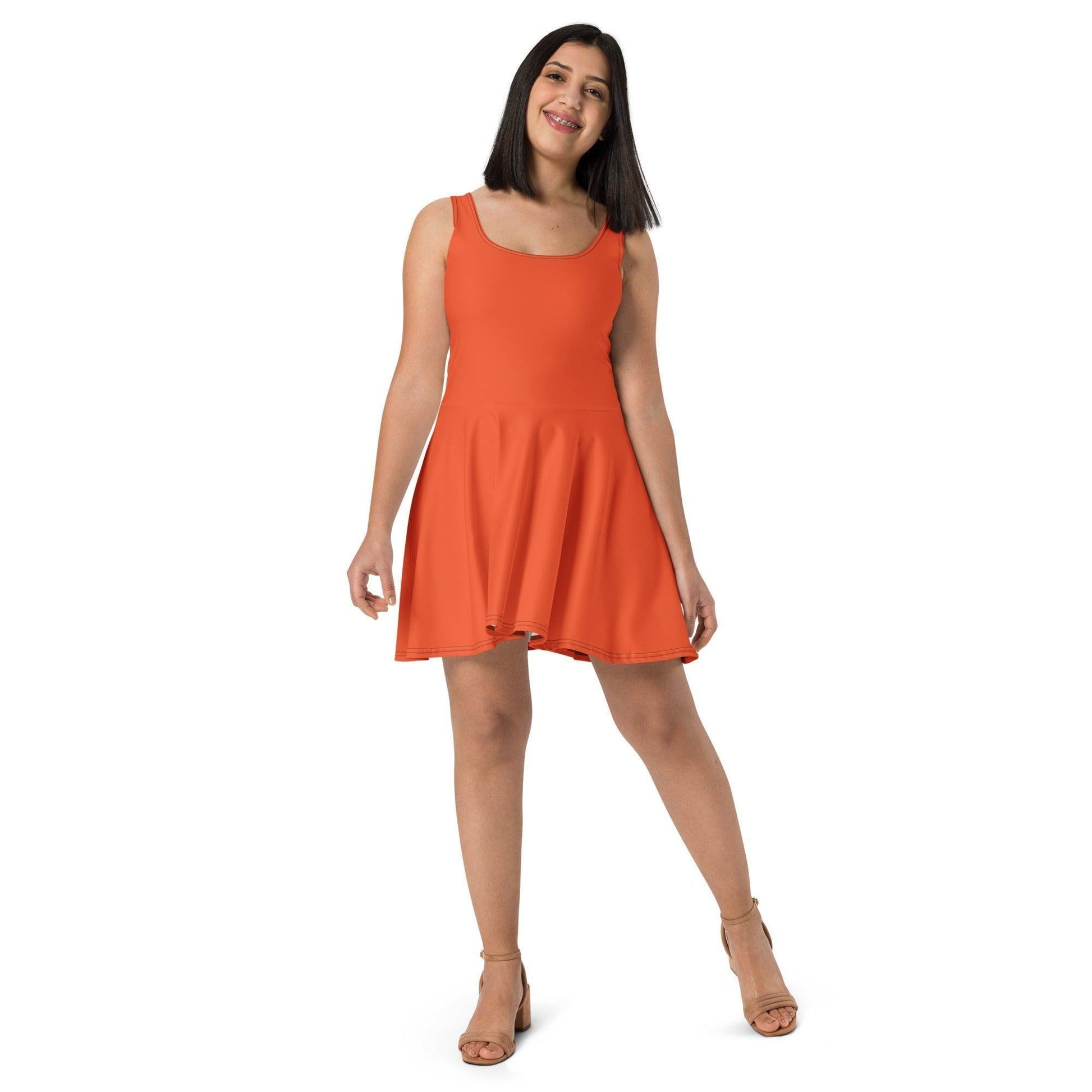 Outrageous Orange Skater Kleid Skater Kleid 56.99 ausgestellt, ausgestellter, Dame, Damen, einfarbig, Elastan, Frau, Frauen, Freizeit, Glatter, Kleid, Mitte, mittellanger, Muster, Nähte, Orange, Outrageous, Overlock, Pattern, Polyester, Rock, Saum, schmeichelhaft, Skater, Sport, Stoff, trendy, Weiblich, wühlfühlend, Überdeck JLR Design