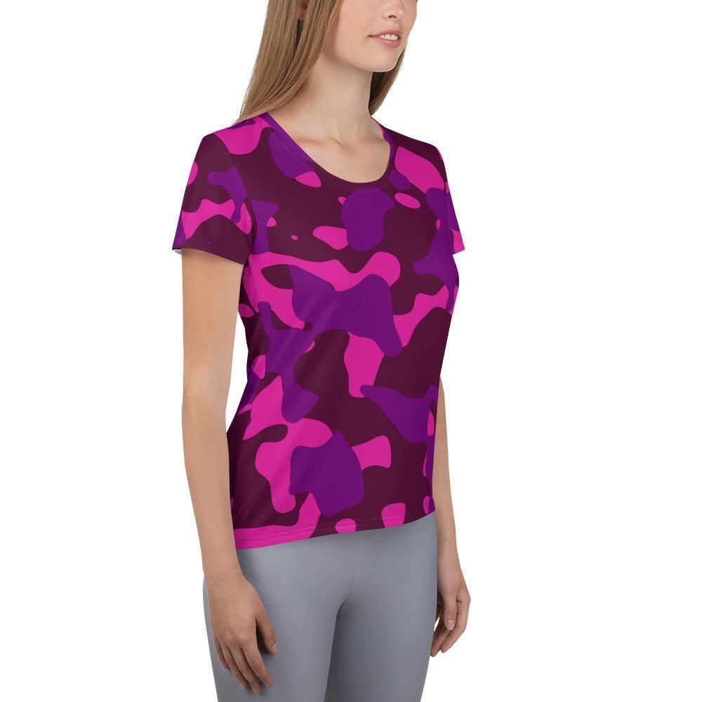 Pink Camouflage Sport T-Shirt für Damen -- Pink Camouflage Sport T-Shirt für Damen - XS Sport T-Shirt | JLR Design