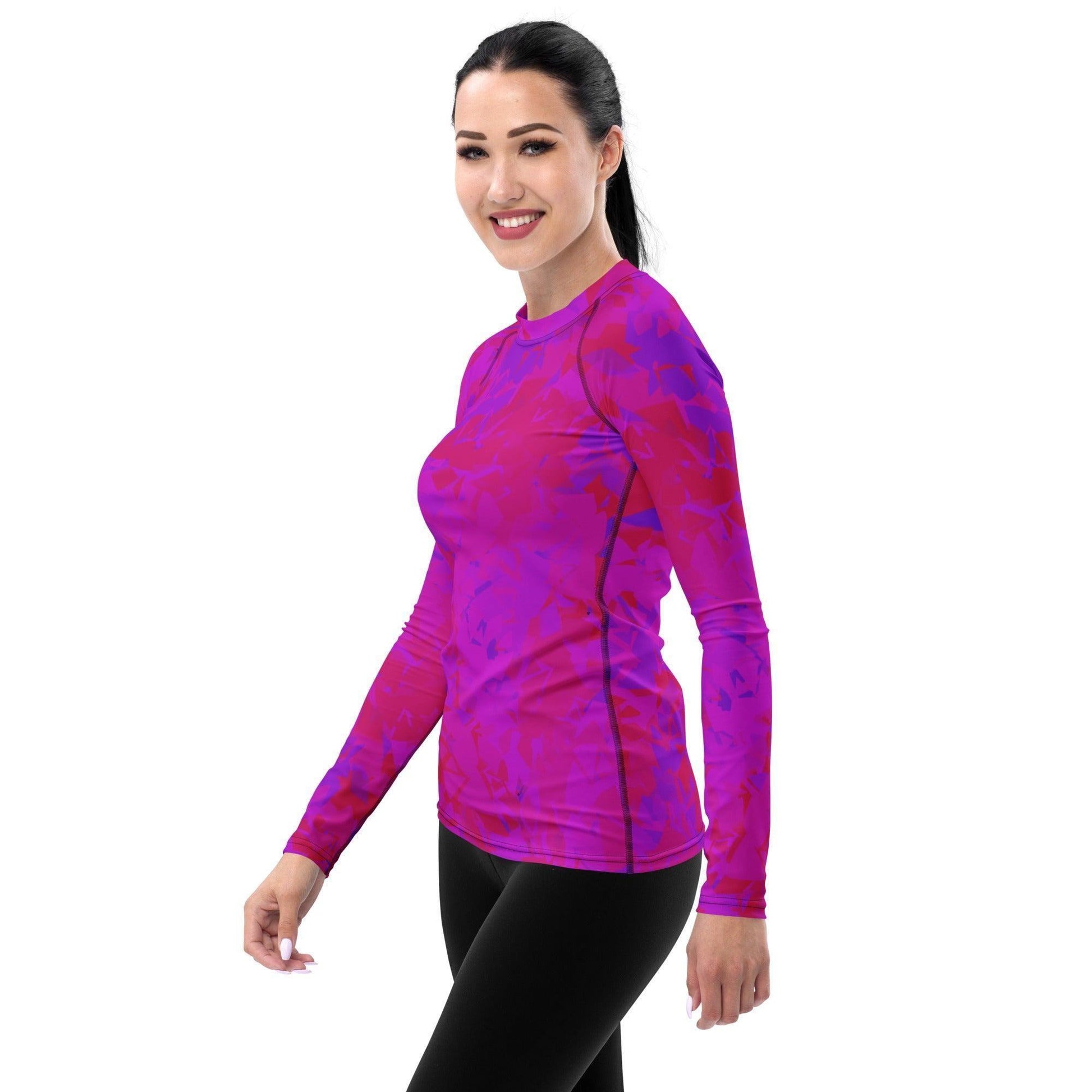 Pink Crystal Damen Rash Guard Rash Guard 59.99 4-Wege, Atmungsaktiv, Badebekleidung, bequem, Crystal, einfarbig, Elastan, Feminin, Flachnaht, Guard, Hautschutz, Kompression, Kristall, Langarm, Langarmshirt, Männermode, Outdoor, Pink, Polyester, Rash, Sand, Schwimmen, Sonnenschutz, Sportbekleidung, Strandmode, Stretchstoff, Surfen, trocknend, Wassersport, Wind JLR Design