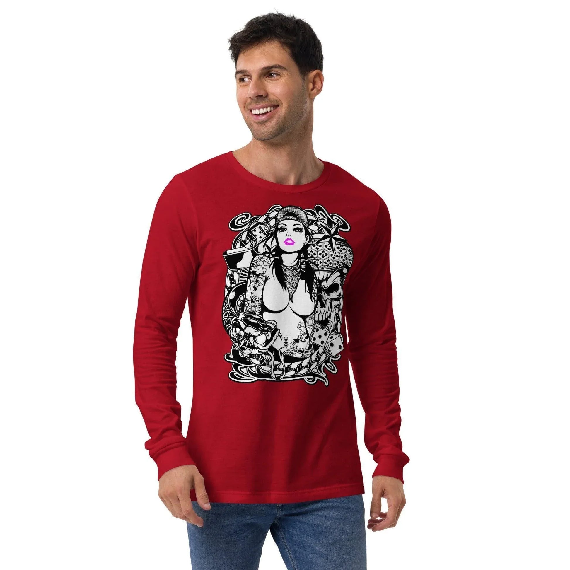 pink-lips-langarmshirt-langarmshirt-jlr-design-46155 - JLR Design