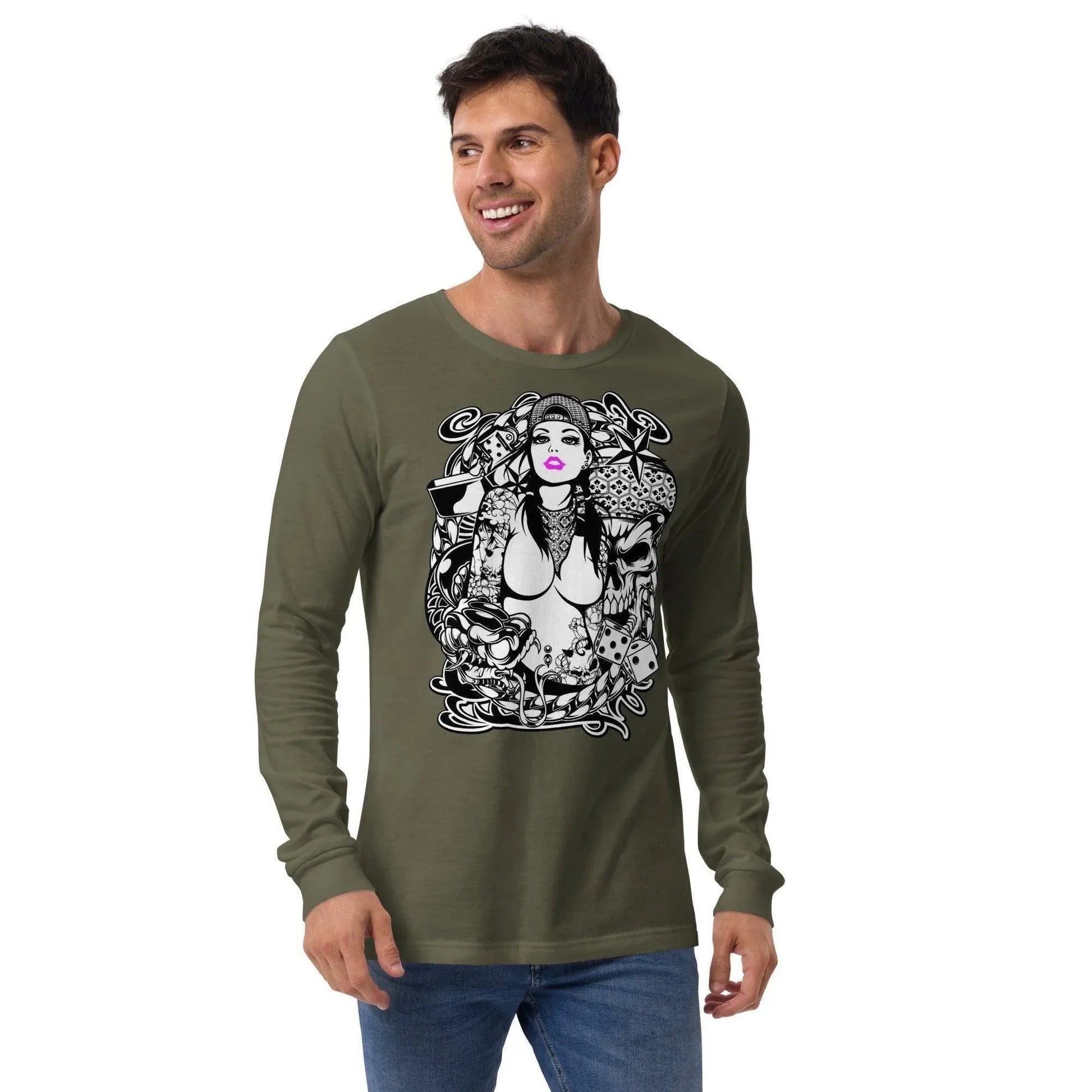 pink-lips-langarmshirt-langarmshirt-jlr-design-53858 - JLR Design