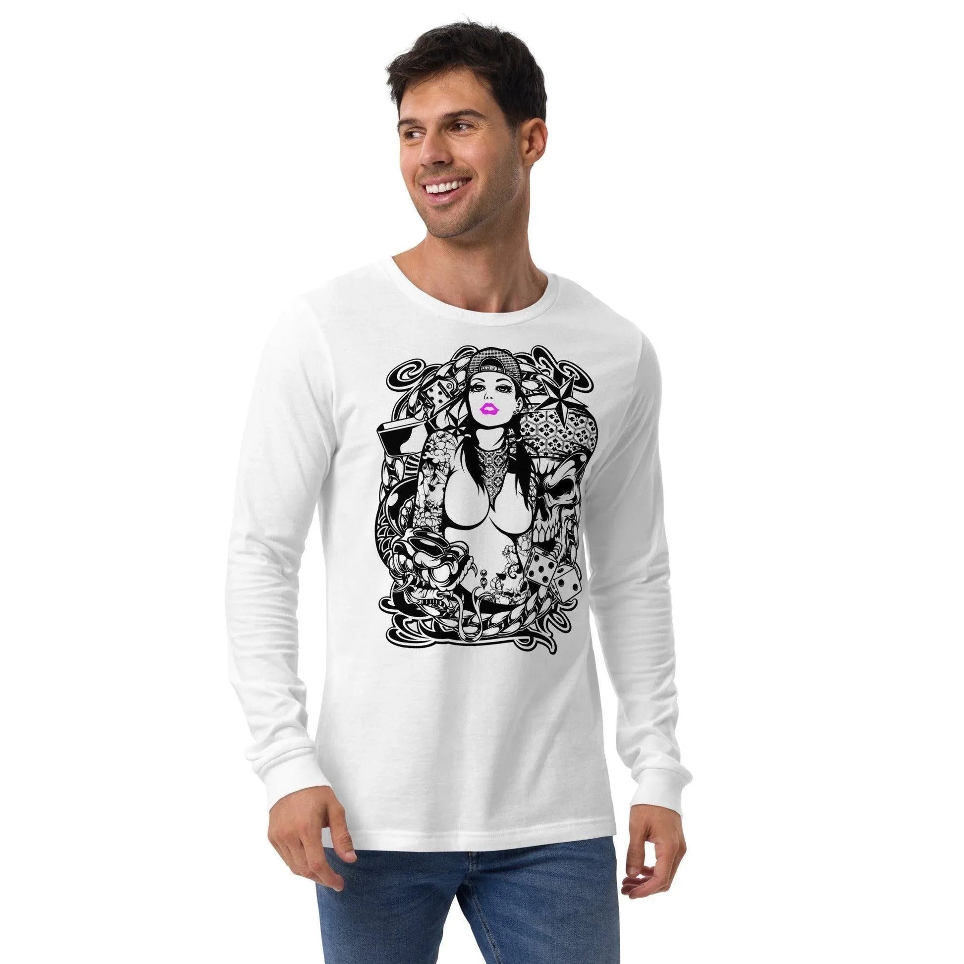 pink-lips-langarmshirt-langarmshirt-jlr-design-76515 - JLR Design