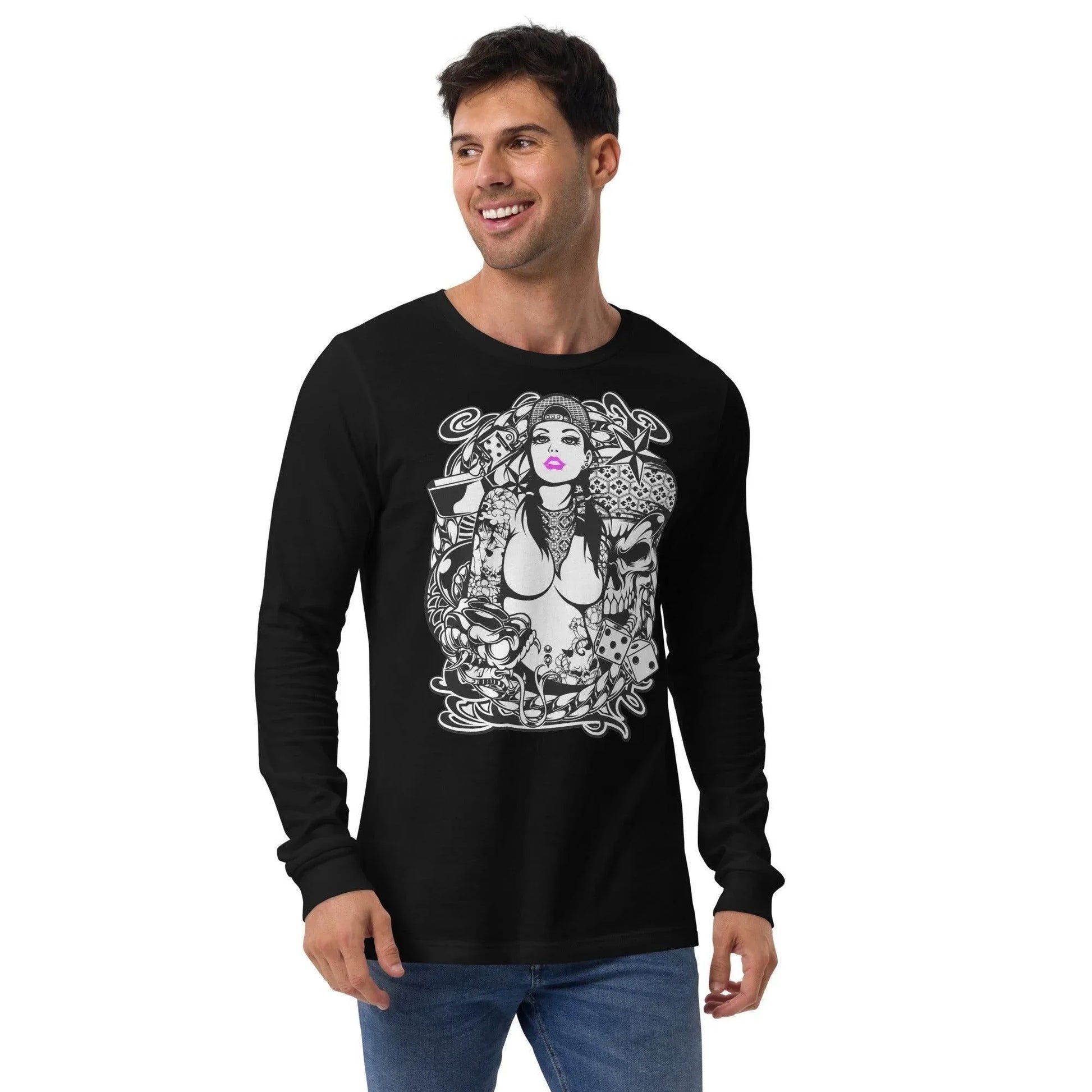 pink-lips-langarmshirt-langarmshirt-jlr-design-52659 - JLR Design