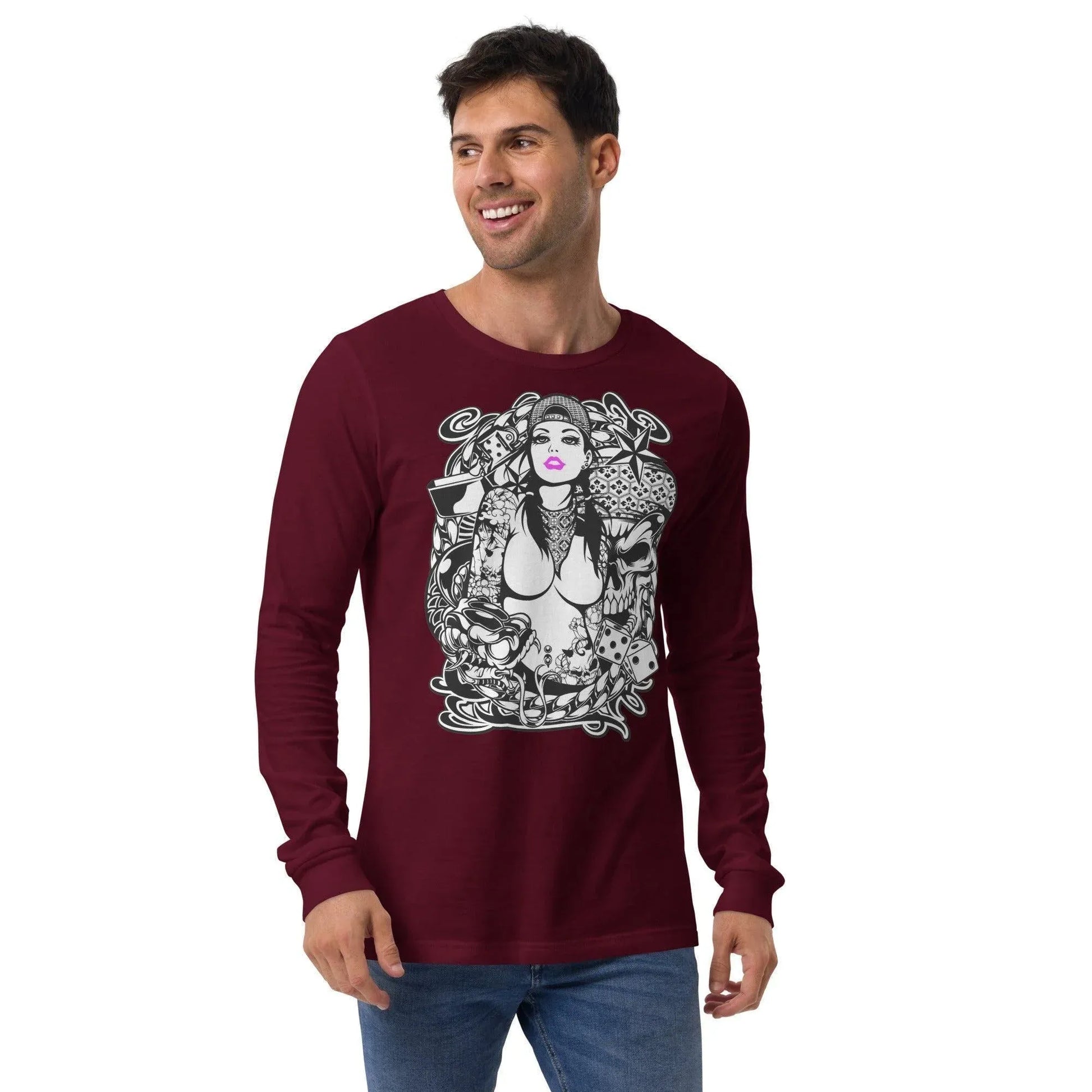 pink-lips-langarmshirt-langarmshirt-jlr-design-73178 - JLR Design