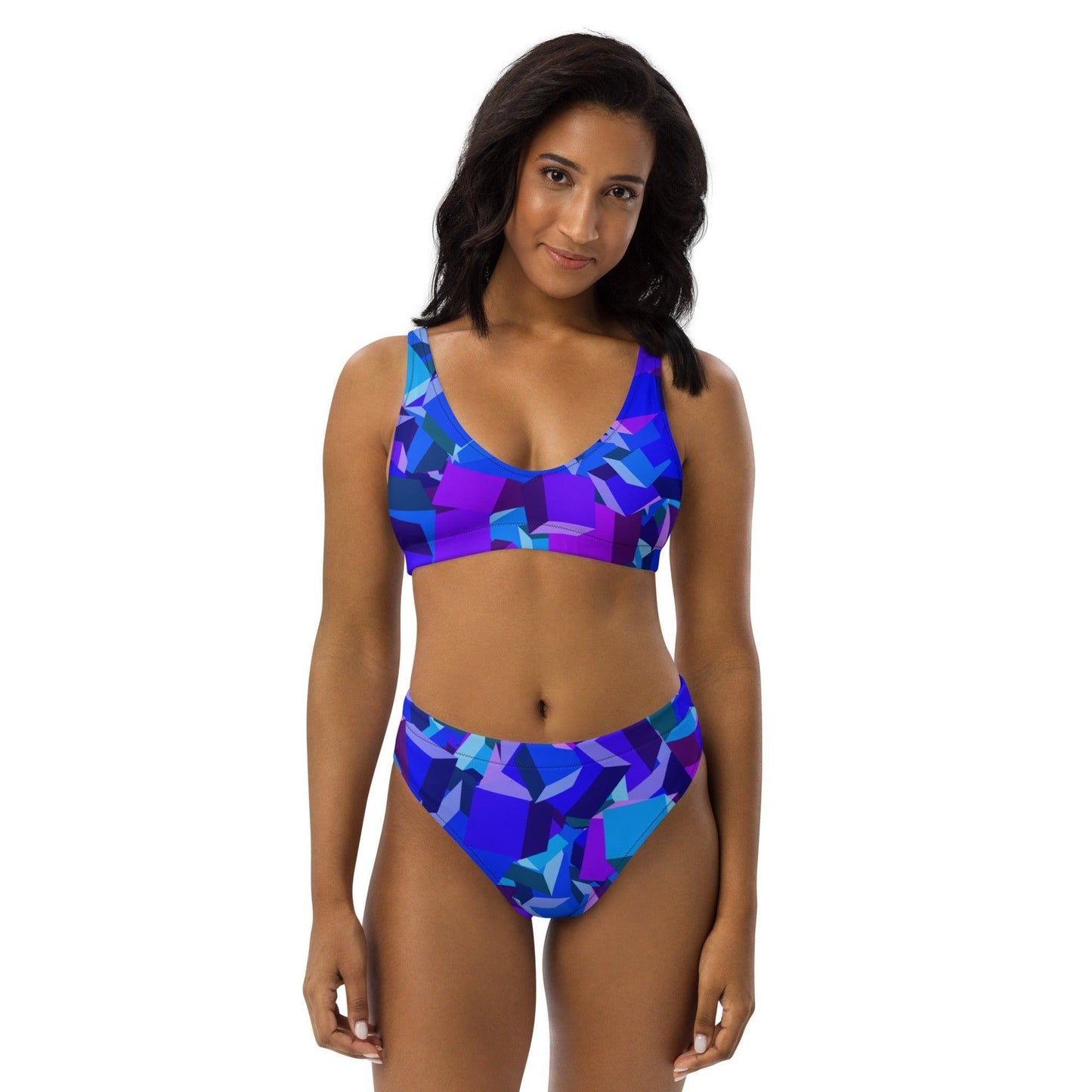 Purple Cube High Waist Bikini Bikini 56.99 Bikini, cube, Design, einfarbig, Einlagen, Elastan, Fashion, GRS, High, Mode, Passform, Polyester, purple, Style, UPF50, Waist, würfel, zweilagig, zweitilig, Ökotex JLR Design