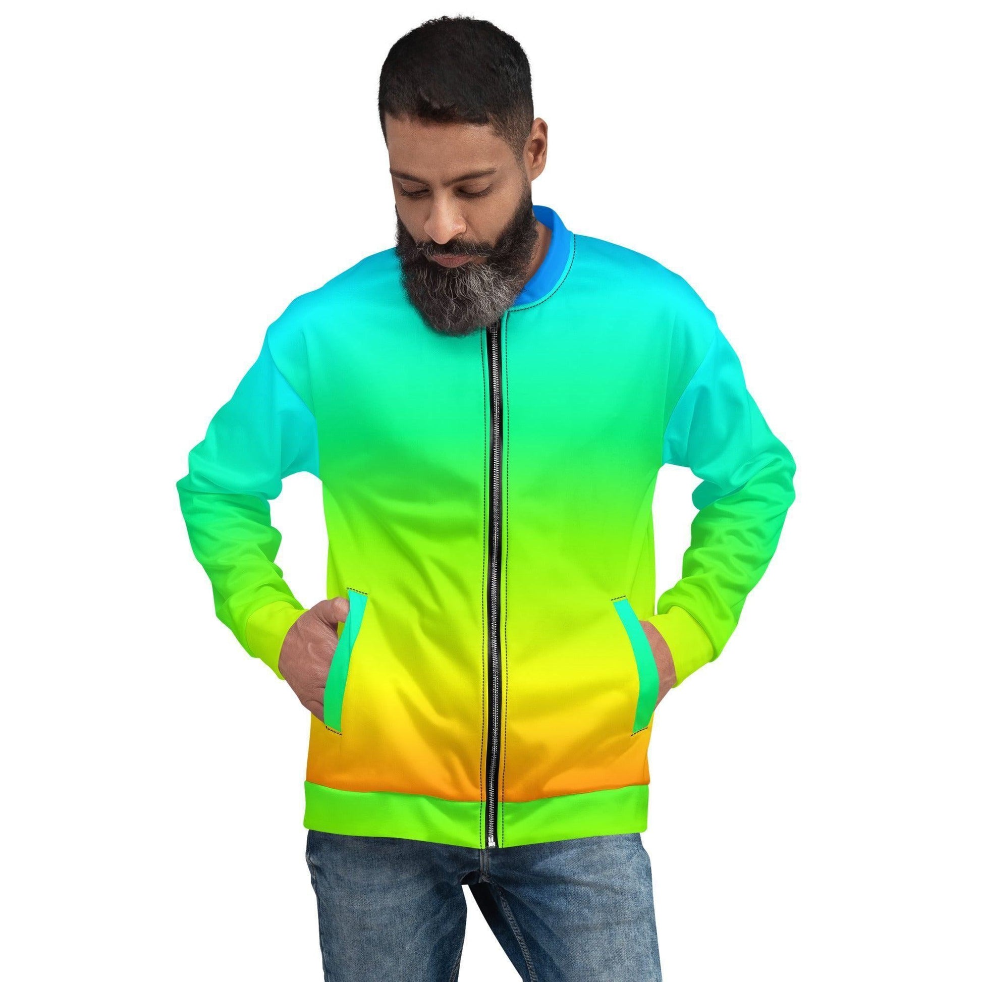 Rainbow Bomberjacke Bomberjacke 81.99 abgesetzte, Begleiter, Bomberjacke, casual, Damen, elastische, Fleece, Frau, gebürstetem, Have, Herren, Innenseite, Kleidungsstück, Mann, Must, Nackenband, Outfit, Passform, Polyester, praktisch, Rainbow, Regenbogen, Reißverschluss, robustes, Silbener, stilvoll, Stoff, streetwear, Taille, Taschen, Unisex, vielseitiger, YKK, Überwendlichnähte JLR Design