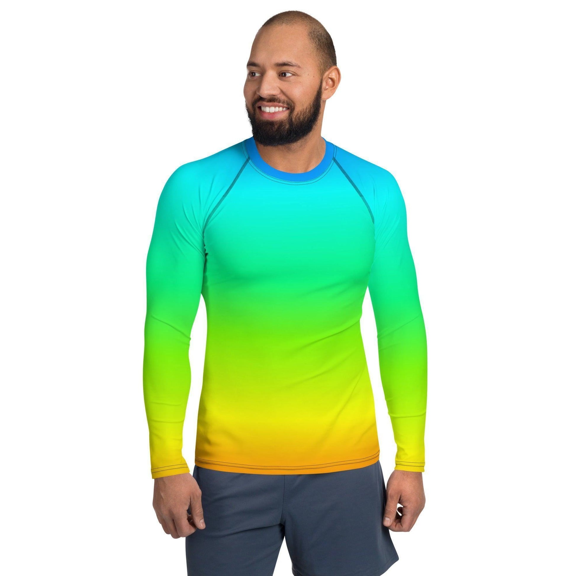 Rainbow Herren Rash Guard Rash Guard 59.99 4-Wege, Atmungsaktiv, bequem, Elastan, Flachnaht, Guard, Hautschutz, Kompression, Langarmshirt, Männermode, Outdoor, Polyester, Rainbow, Rash, Regenbogen, Sand, Schwimmen, Sonnenschutz, Sportbekleidung, Strandmode, Stretchstoff, Surfen, trocknend, Wassersport, Wind JLR Design