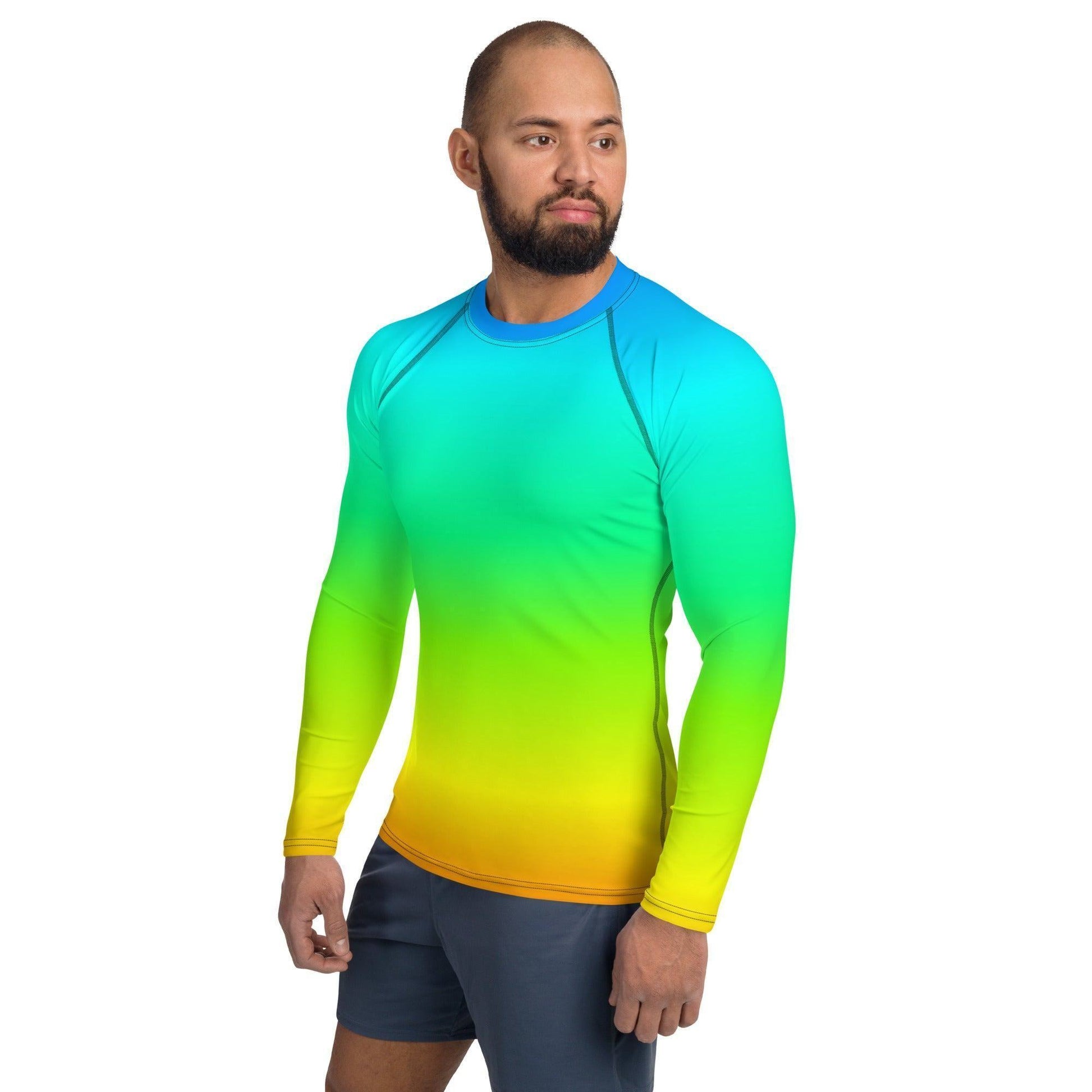 Rainbow Herren Rash Guard Rash Guard 59.99 4-Wege, Atmungsaktiv, bequem, Elastan, Flachnaht, Guard, Hautschutz, Kompression, Langarmshirt, Männermode, Outdoor, Polyester, Rainbow, Rash, Regenbogen, Sand, Schwimmen, Sonnenschutz, Sportbekleidung, Strandmode, Stretchstoff, Surfen, trocknend, Wassersport, Wind JLR Design