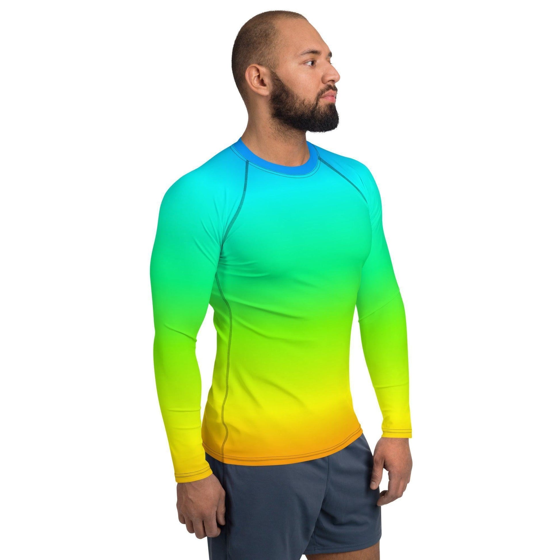 Rainbow Herren Rash Guard Rash Guard 59.99 4-Wege, Atmungsaktiv, bequem, Elastan, Flachnaht, Guard, Hautschutz, Kompression, Langarmshirt, Männermode, Outdoor, Polyester, Rainbow, Rash, Regenbogen, Sand, Schwimmen, Sonnenschutz, Sportbekleidung, Strandmode, Stretchstoff, Surfen, trocknend, Wassersport, Wind JLR Design