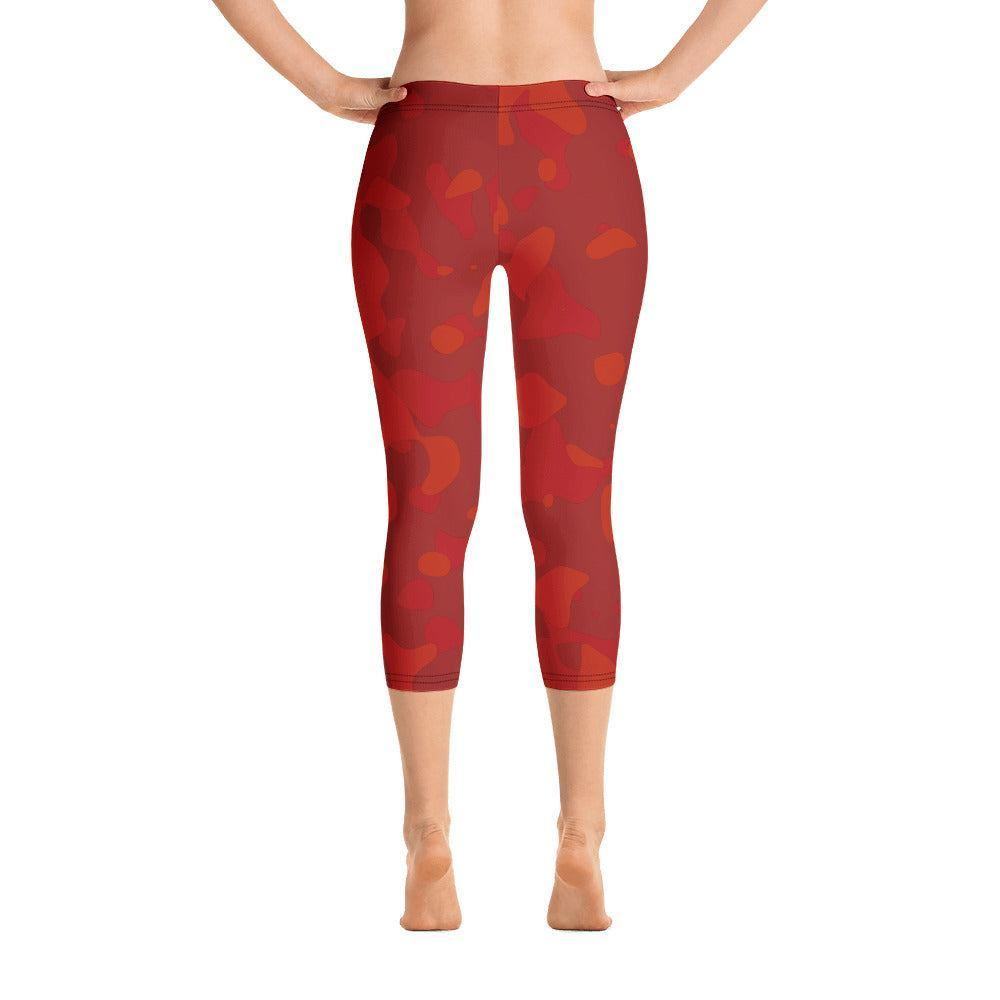 Red Camouflage Damen Capri Leggings -- Red Camouflage Damen Capri Leggings - undefined Capri Leggings | JLR Design