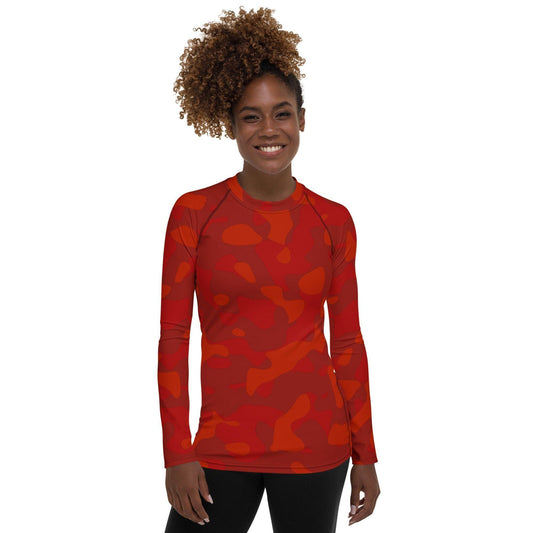 Red Camouflage Damen Rash Guard Rash Guard 59.99 4-Wege, Atmungsaktiv, bequem, Camo, Camouflage, Design, Elastan, Fashion, Flachnaht, Guard, Hautschutz, Kompression, Langarmshirt, Mode, Männermode, Outdoor, Pattern, Polyester, Rash, Red, rot, Sand, Schwimmen, Sonnenschutz, Sportbekleidung, Strandmode, Stretchstoff, Style, Surfen, Tarnmuster, trocknend, Wassersport, Wind JLR Design