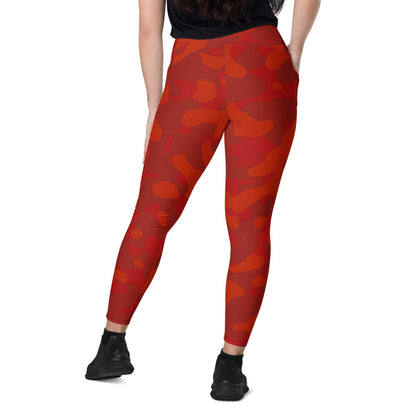 Red Camouflage Damen V-Bund Leggings mit Taschen V-Bund Leggings 64.99 1 Tasche auf jeder Seite, atmungsaktives Material, Camo, Camouflage, Damen, Design, Elastan, Fashion, Hoch tailliert, hoher Tragekomfort, Komfort, Mode, Muster, OEKOTEX100, Orange, Outfit, Polyester, red, rot, schmeichelhafter Schnitt, Style, Tarnfarbe, Tarnmuster, UPF50, V Bund Leggings JLR Design