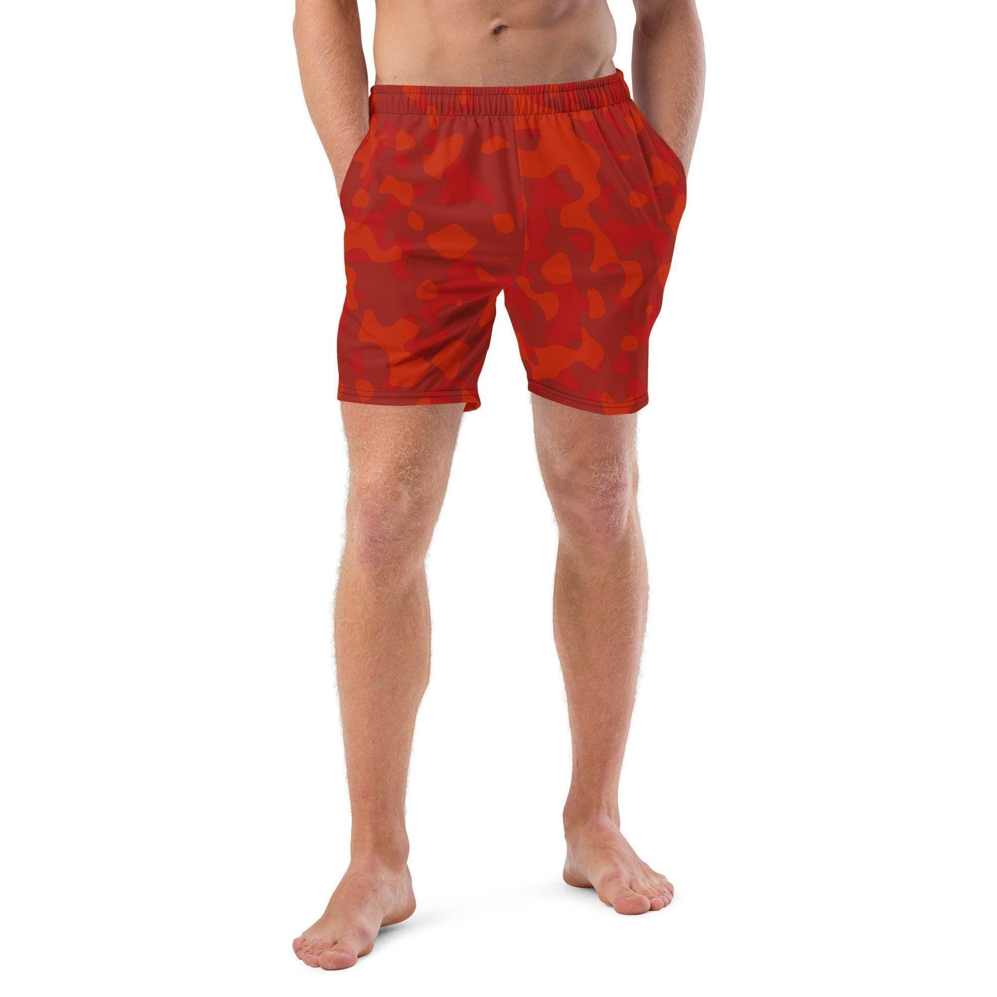 Red Camouflage Herren Badehosen Badehose 64.99 Badehose, Badevergnügen, Camo, Camouflage, Elastan, Herren, Hüftband, Innenfutter, Komfort, Kordelzug, Mann, Muster, Männer, Passform, Pattern, Polyester, Pool, recycelt, red, rot, Scheuerschutz, See, Tarnmuster, trocknend JLR Design