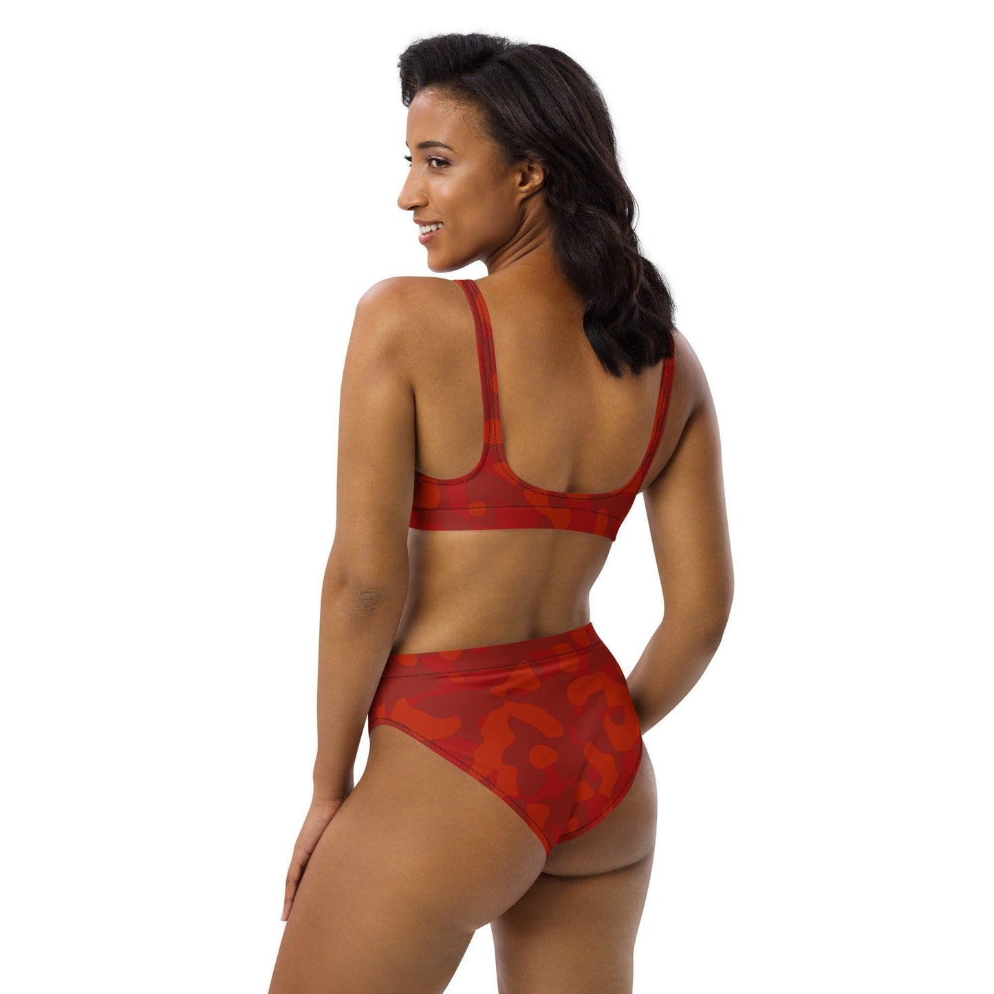 Red Camouflage High Waist Bikini -- Red Camouflage High Waist Bikini - undefined Bikini | JLR Design