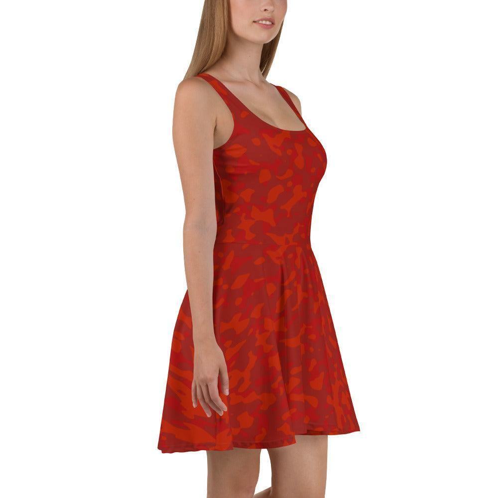 Red Camouflage Skater Kleid Skater Kleid 61.99 ausgestellt, ausgestellter, camo, camouflage, Dame, Damen, Elastan, Frau, Frauen, Freizeit, Glatter, Kleid, Mitte, mittellanger, Muster, Nähte, Overlock, Pattern, Polyester, red, Rock, rot, Saum, schmeichelhaft, Skater, Sport, Stoff, trendy, Weiblich, wühlfühlend, Überdeck JLR Design