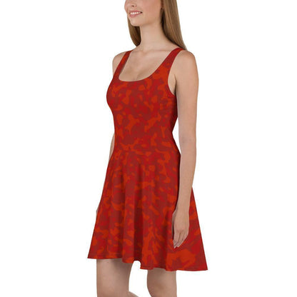 Red Camouflage Skater Kleid Skater Kleid 61.99 ausgestellt, ausgestellter, camo, camouflage, Dame, Damen, Elastan, Frau, Frauen, Freizeit, Glatter, Kleid, Mitte, mittellanger, Muster, Nähte, Overlock, Pattern, Polyester, red, Rock, rot, Saum, schmeichelhaft, Skater, Sport, Stoff, trendy, Weiblich, wühlfühlend, Überdeck JLR Design