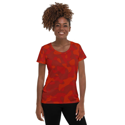Red Camouflage Sport-T-Shirt für Damen Sport T-Shirt JLR Design