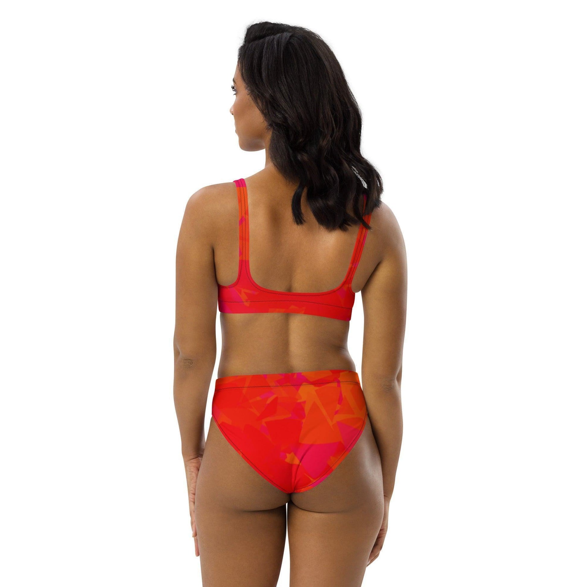 Red Crystal High Waist Bikini -- Red Crystal High Waist Bikini - undefined Bikini | JLR Design