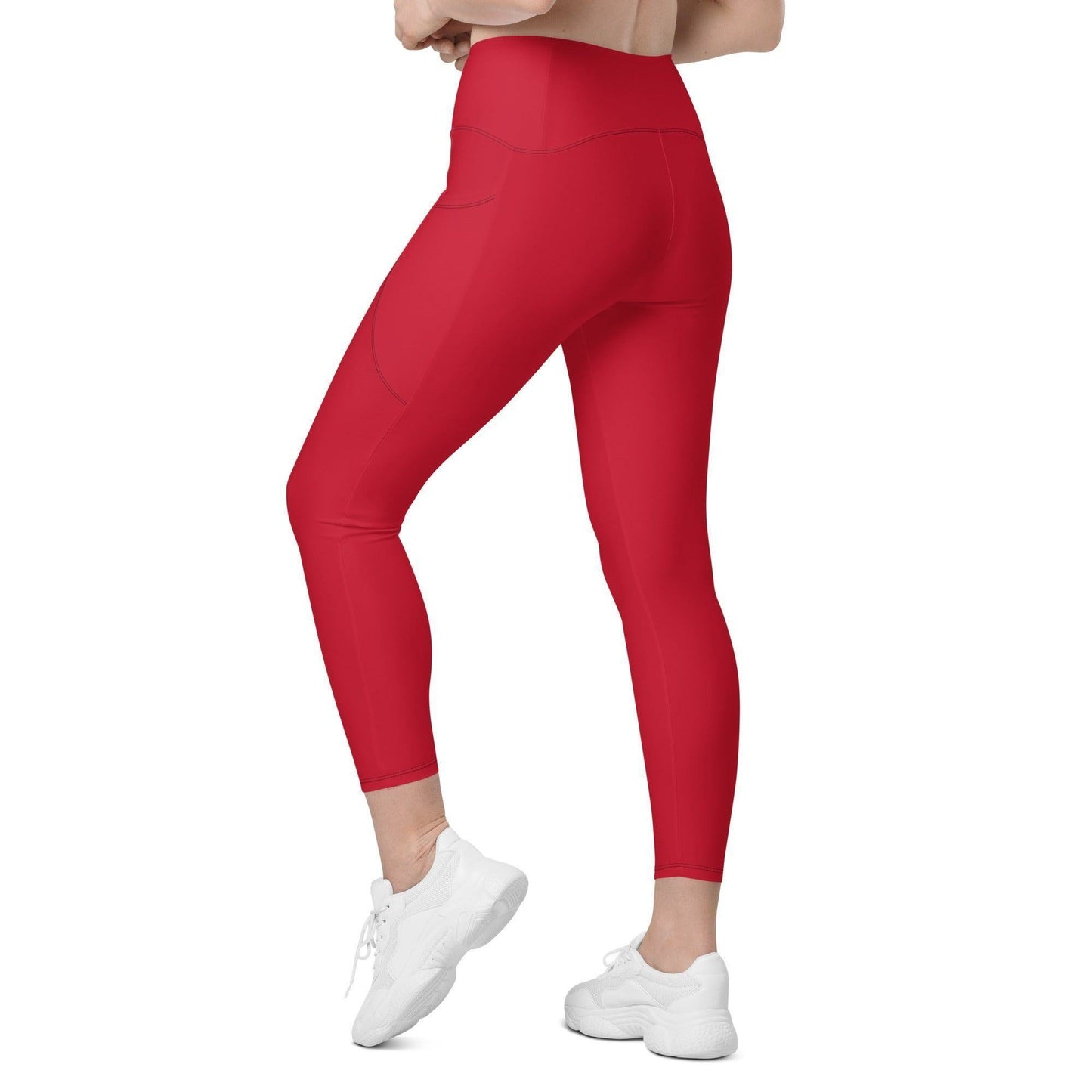 Rote Damen V-Bund Leggings mit Taschen -- Rote Damen V-Bund Leggings mit Taschen - undefined V-Bund Leggings | JLR Design