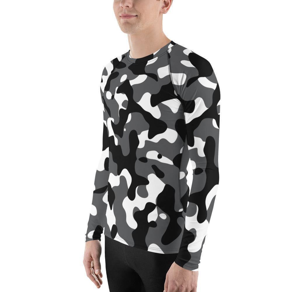 Schwarz Grau Weiß Camouflage Herren Rash Guard Rash Guard 59.99 4-Wege, Atmungsaktiv, bequem, black, Camo, Camouflage, Design, Elastan, Fashion, Flachnaht, Grau, grey, Guard, Hautschutz, Kompression, Langarmshirt, Mode, Männermode, Outdoor, Pattern, Polyester, Rash, Sand, Schwarz, Schwimmen, Sonnenschutz, Sportbekleidung, Strandmode, Stretchstoff, Style, Surfen, Tarnmuster, trocknend, Wassersport, Weiß, Whit, Wind JLR Design