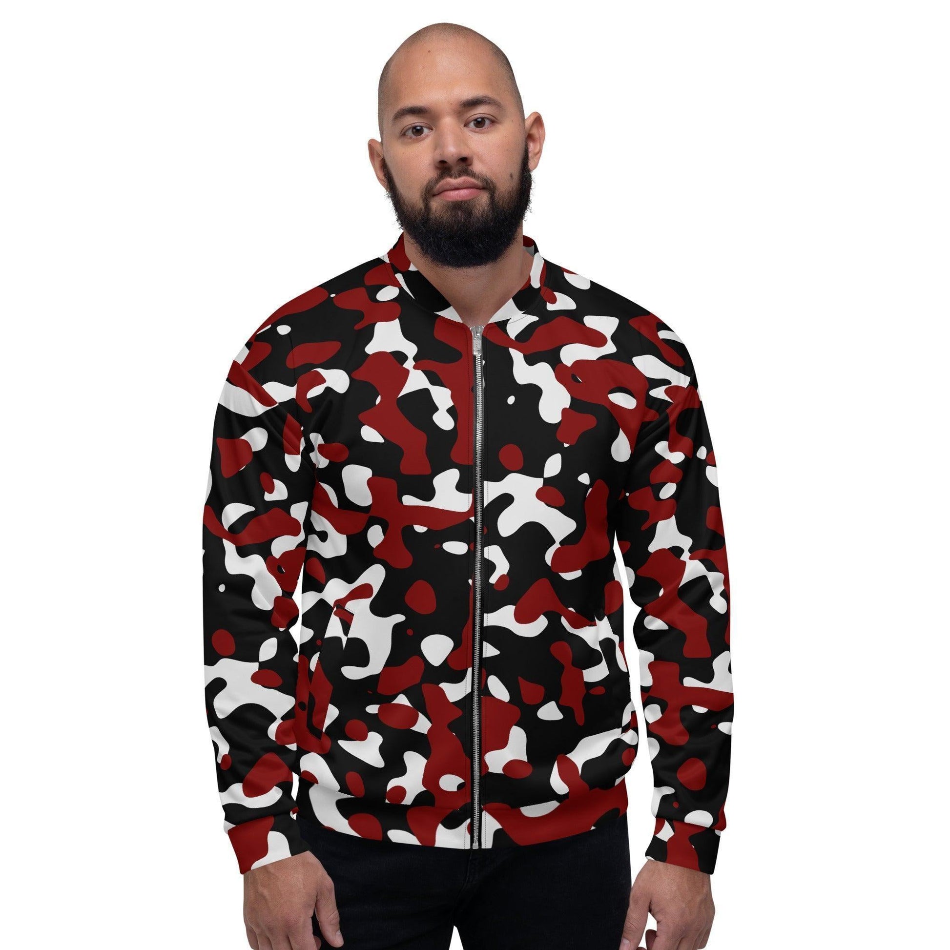 Schwarz Rot Weiss Camouflage Bomberjacke Bomberjacke 79.99 abgesetzte, Begleiter, Black, Bomberjacke, Camo, Camouflage, casual, Damen, elastische, Fleece, Frau, gebürstetem, Have, Herren, Innenseite, Kleidungsstück, Mann, Must, Nackenband, Outfit, Passform, Pattern, Polyester, praktisch, Red, Reißverschluss, robustes, Rot, Schwarz, Silbener, stilvoll, Stoff, streetwear, Taille, Tarnmuster, Taschen, Unisex, vielseitiger, Weiss, White, YKK, Überwendlichnähte JLR Design