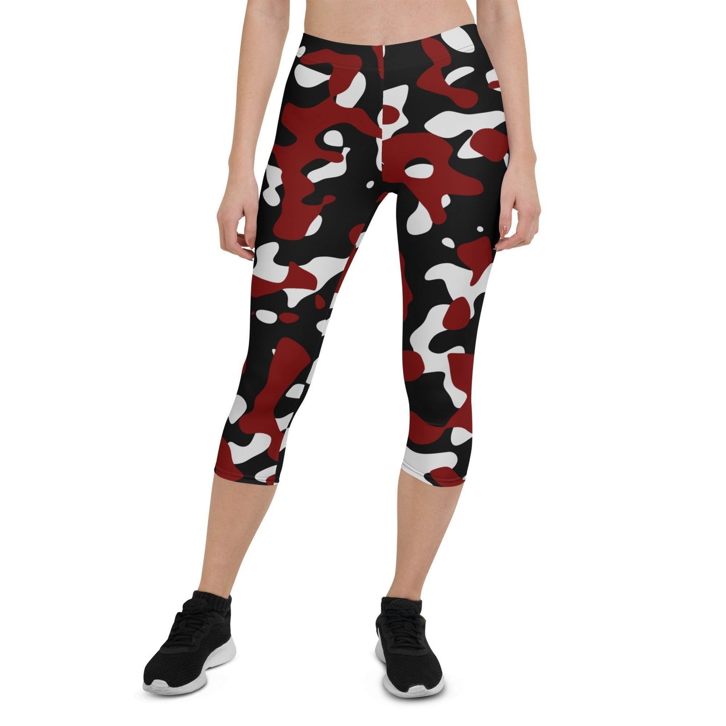 Schwarz Rot Weiß Camouflage Damen Capri Leggings Capri Leggings 54.99 Alltag, bequem, Black, Camo, Camouflage, Capri, Damen, Design, Elastan, enganliegend, entspannen, Leggings, Mikrofasergarn, Mode, modisch, Muster, Outdoor, Passform, Pattern, Polyester, Red, Rot, Schwarz, Sport, Stil, Style, Tarnmuster, USF50, verkürzt, vielseitig, Vier-Wege-Stretch, Weiß, White JLR Design