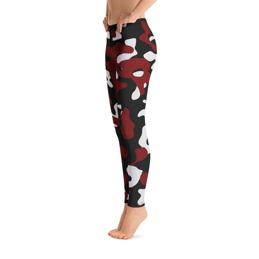 Schwarz Rot Weiß Camouflage Damen Leggings -- Schwarz Rot Weiß Camouflage Damen Leggings - undefined Leggings | JLR Design