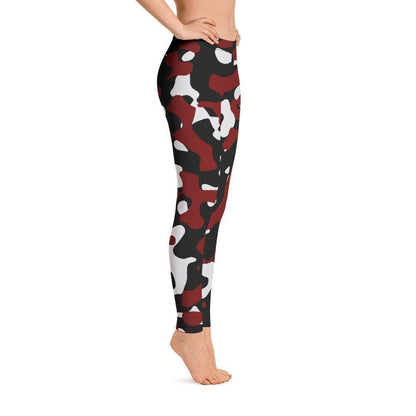 Schwarz Rot Weiß Camouflage Damen Leggings -- Schwarz Rot Weiß Camouflage Damen Leggings - undefined Leggings | JLR Design
