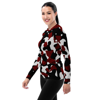 Schwarz Rot Weiß Camouflage Damen Rash Guard Rash Guard 59.99 4-Wege, Atmungsaktiv, bequem, black, Camo, Camouflage, Design, Elastan, Fashion, Flachnaht, Guard, Hautschutz, Kompression, Langarmshirt, Mode, Männermode, Outdoor, Pattern, Polyester, Rash, red, Rot, Sand, Schwarz, Schwimmen, Sonnenschutz, Sportbekleidung, Strandmode, Stretchstoff, Style, Surfen, Tarnmuster, trocknend, Wassersport, Weiß, white, Wind JLR Design