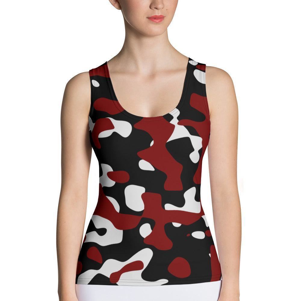 Schwarz Rot Weiß Camouflage Damen Tank Top Tank Top 44.99 aktiv, angenehmes, atmungsaktiv, Ausschnitt, betont, Bewegungsfreiheit, black, breite, Camo, Camouflage, Damen, Elastan, enganliegend, Farben, Fashion, Figur, Fitness, Frauen, Gym, Look, Mikrofasergarn, Mode, Muscle, Musthave, Outfit, Pattern, Polyester, red, Rot, Schwarz, Sommer, Style, Tank, Tarnmuster, Top, Tragegefühl, Training, Träger, verschiedene, Weiß, white JLR Design