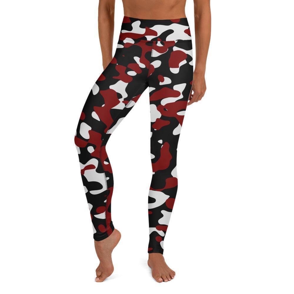 Schwarz Rot Weiß Camouflage Damen Yoga Leggings Yoga Leggings 59.99 atmungsaktiv, black, Camo, Camouflage, Damen, Design, Elastan, Fitness, Flexibilität, fließend, gleiten, Gummizug, High, Hüftbewegungen, kompression, Leggings, Mikrofasergarn, Muster, Pattern, Polyester, Posen, red, Rot, Schutzfaktor, Schwarz, Sport, Stretch, Studio, stylisch, UV, Vier-Wege-Stretch, Waist, Weiß, white, Yoga JLR Design