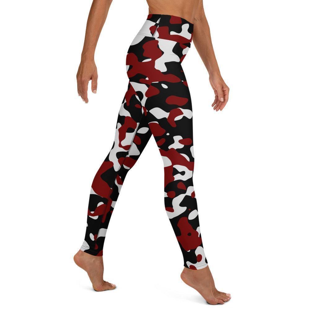 Schwarz Rot Weiß Camouflage Damen Yoga Leggings Yoga Leggings 59.99 atmungsaktiv, black, Camo, Camouflage, Damen, Design, Elastan, Fitness, Flexibilität, fließend, gleiten, Gummizug, High, Hüftbewegungen, kompression, Leggings, Mikrofasergarn, Muster, Pattern, Polyester, Posen, red, Rot, Schutzfaktor, Schwarz, Sport, Stretch, Studio, stylisch, UV, Vier-Wege-Stretch, Waist, Weiß, white, Yoga JLR Design