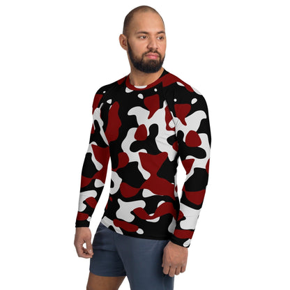 Schwarz Rot Weiß Camouflage Herren Rash Guard Rash Guard 59.99 4-Wege, Atmungsaktiv, bequem, Black, Camo, Camouflage, Design, Elastan, Fashion, Flachnaht, Guard, Hautschutz, Kompression, Langarmshirt, Mode, Männermode, Outdoor, Pattern, Polyester, Rash, Red, Rot, Sand, Schwarz, Schwimmen, Sonnenschutz, Sportbekleidung, Strandmode, Stretchstoff, Style, Surfen, Tarnmuster, trocknend, Wassersport, Weiß, White, Wind JLR Design