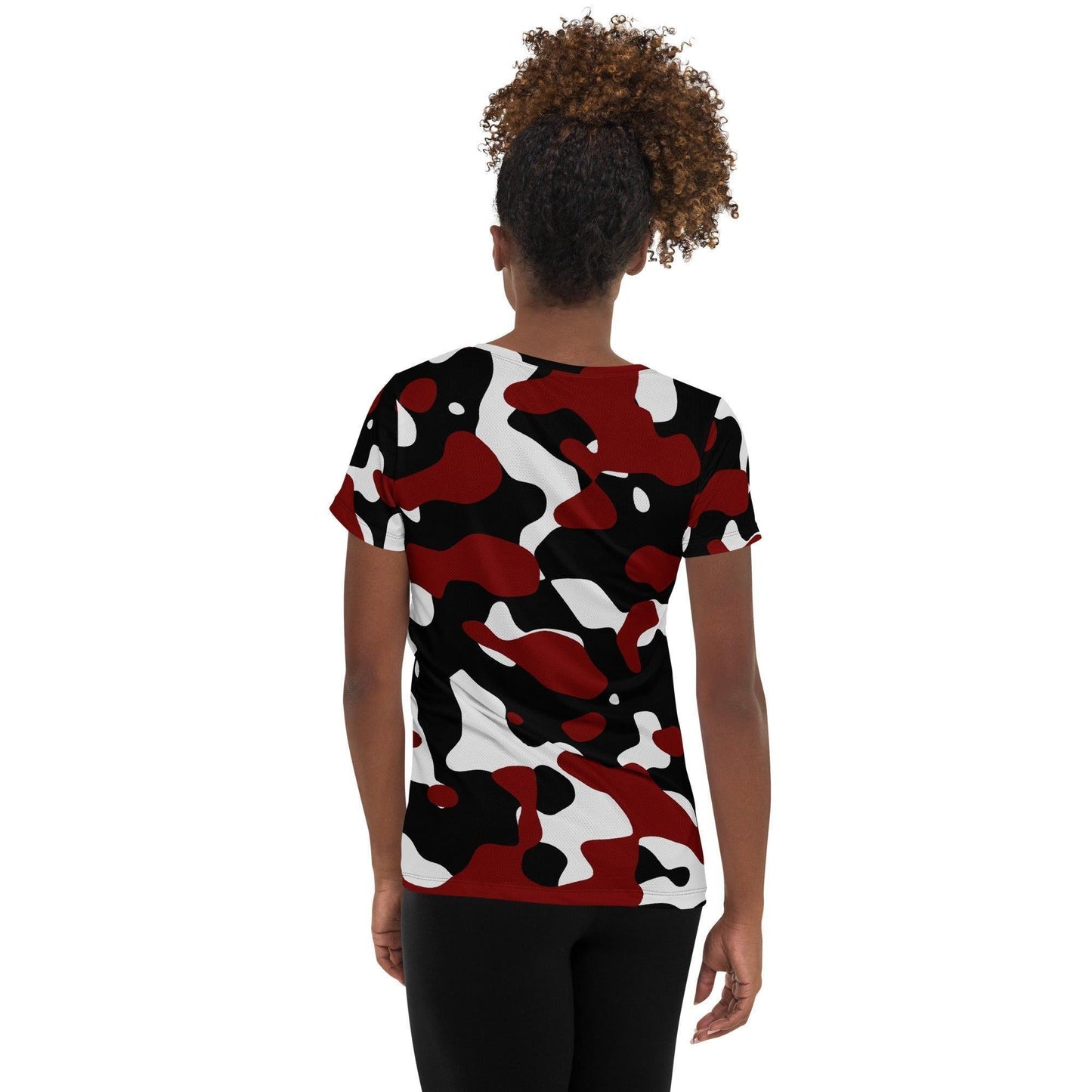 Schwarz Rot Weiß Camouflage Sport-T-Shirt für Damen -- Schwarz Rot Weiß Camouflage Sport-T-Shirt für Damen - undefined Sport T-Shirt | JLR Design