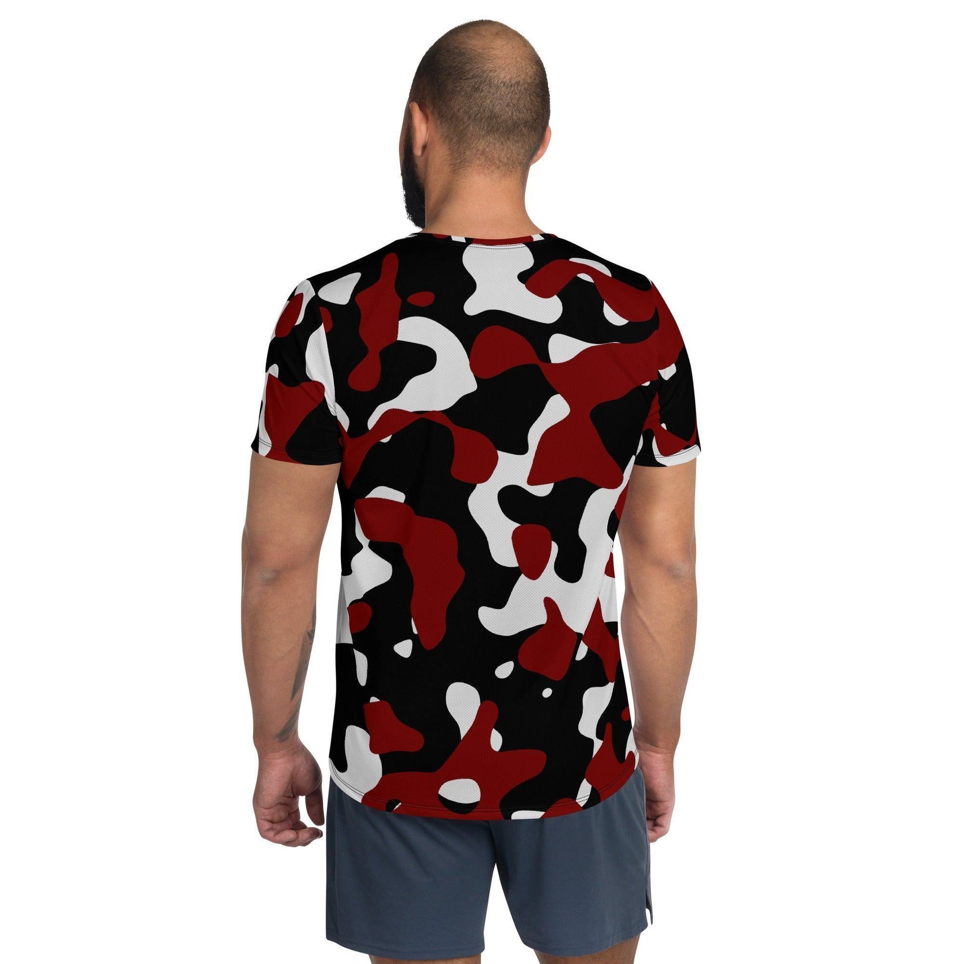 Schwarz Rot Weiß Camouflage Sport T-Shirt für Herren -- Schwarz Rot Weiß Camouflage Sport T-Shirt für Herren - undefined Sport T-Shirt | JLR Design