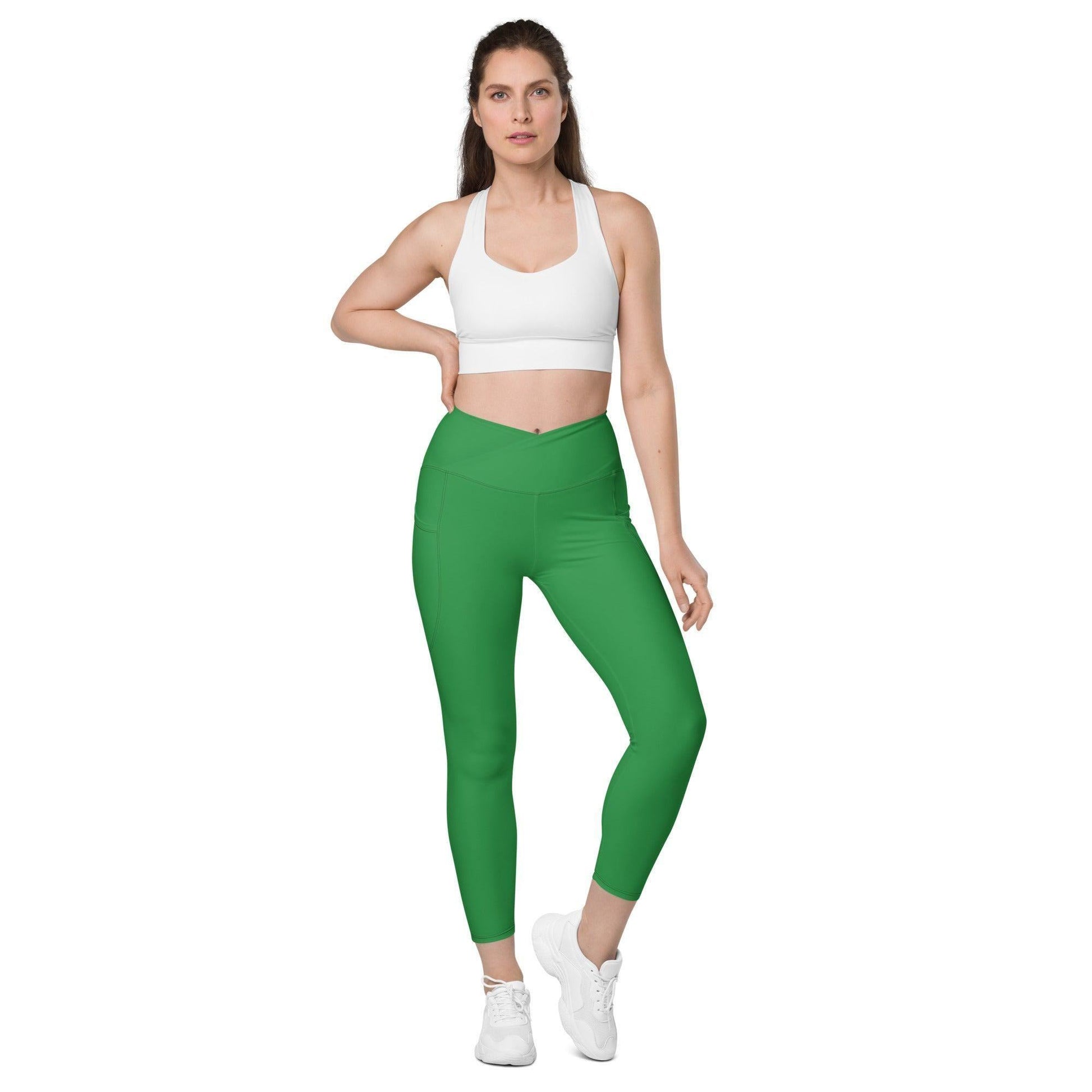 Sea Green Damen V-Bund Leggings mit Taschen V-Bund Leggings JLR Design
